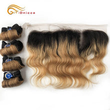 Load image into Gallery viewer, Brazilian Curly Hair Bundles With Closure Curly Hair Bundles With Frontal Free Part 13"x4" Lace Human Hair Bundles With Closure