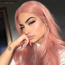 Load image into Gallery viewer, Rebecca Silky Straight Short Hair Lace Frontal Human Hair Wigs For Women Ombre Bule Blonde Pink Mid-Length 4*4 Lace Closure Wig