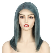 Load image into Gallery viewer, Rebecca Silky Straight Short Hair Lace Frontal Human Hair Wigs For Women Ombre Bule Blonde Pink Mid-Length 4*4 Lace Closure Wig