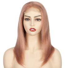 Load image into Gallery viewer, Rebecca Silky Straight Short Hair Lace Frontal Human Hair Wigs For Women Ombre Bule Blonde Pink Mid-Length 4*4 Lace Closure Wig