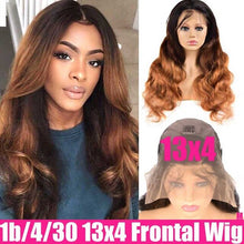 Load image into Gallery viewer, Honey Blonde Body Wave Lace Front Wig Ombre Human Hair Wig Wavy 13X4 Body Wave Wig 4X4 Closure Wig Remy Brazilian Hair Wigs