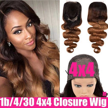 Load image into Gallery viewer, Honey Blonde Body Wave Lace Front Wig Ombre Human Hair Wig Wavy 13X4 Body Wave Wig 4X4 Closure Wig Remy Brazilian Hair Wigs