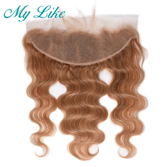 My Like Brazilian Body Wave Hair color #27 Lace Frontal Closure Ear to Ear Human Hair Frontal 8-20inch Non-Remy 13x4 LaceFrontal
