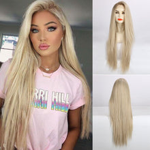Load image into Gallery viewer, Long Blonde Straight Lace Front Synthetic Wigs High Density Layered Lace Wigs for Women Cosplay Wigs Heat Resistant Fiber Wigs
