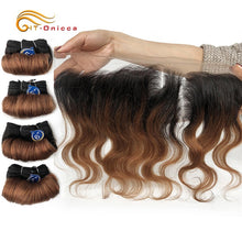 Load image into Gallery viewer, Brazilian Curly Hair Bundles With Closure Curly Hair Bundles With Frontal Free Part 13&quot;x4&quot;  Lace Human Hair Bundles With Closure
