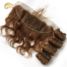 Load image into Gallery viewer, Brazilian Curly Hair Bundles With Closure Curly Hair Bundles With Frontal Free Part 13&quot;x4&quot;  Lace Human Hair Bundles With Closure
