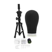 Load image into Gallery viewer, 23&#39;&#39;Training Mannequin Head Canvas Head For Wigs Making Wig Hair Brush With T Pins Needles Set With Tripod Wig Stand
