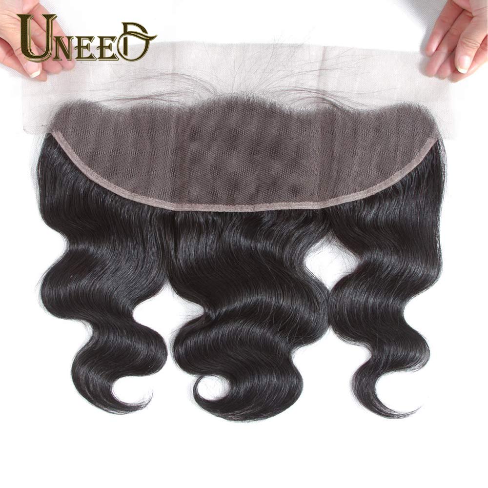Uneed Lace Frontal With Baby Hair Brazilian Body Wave Remy Hair 13x4 Inch Ear To Ear Human Hair Pre Plucked Human Hair Body Wave