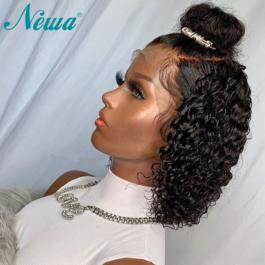 Short Human Hair Wigs With Baby Hair Brazilian Curly Lace Front Human Hair Wigs Pre Plucked For Black Women Remy Lace Front Wig