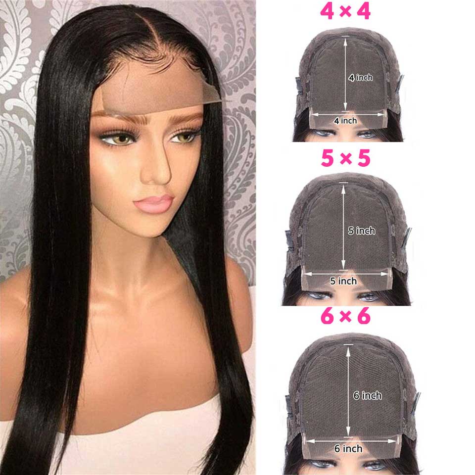 4X4 5X5 6X6 Lace Closure Wig Transparent Hd Lace Closure Wig Straight Lace Front Human Hair Wigs 150% Remy Brazilian Hair Wigs