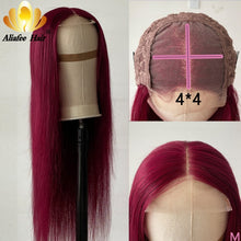 Load image into Gallery viewer, Aliafee Hair Lace Closure Wig 100% Human Hair Wigs 4*4 Remy Hair Brazilian Straight Hair Middle Part Lace Wigs For Black Women

