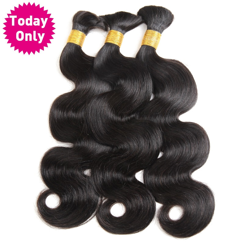 [TODAY ONLY] 3 Bundles Peruvian Body Wave Bundles Human Braiding Hair Bulk No Weft Remy Human Hair Bundles Peruvian Hair Bundles